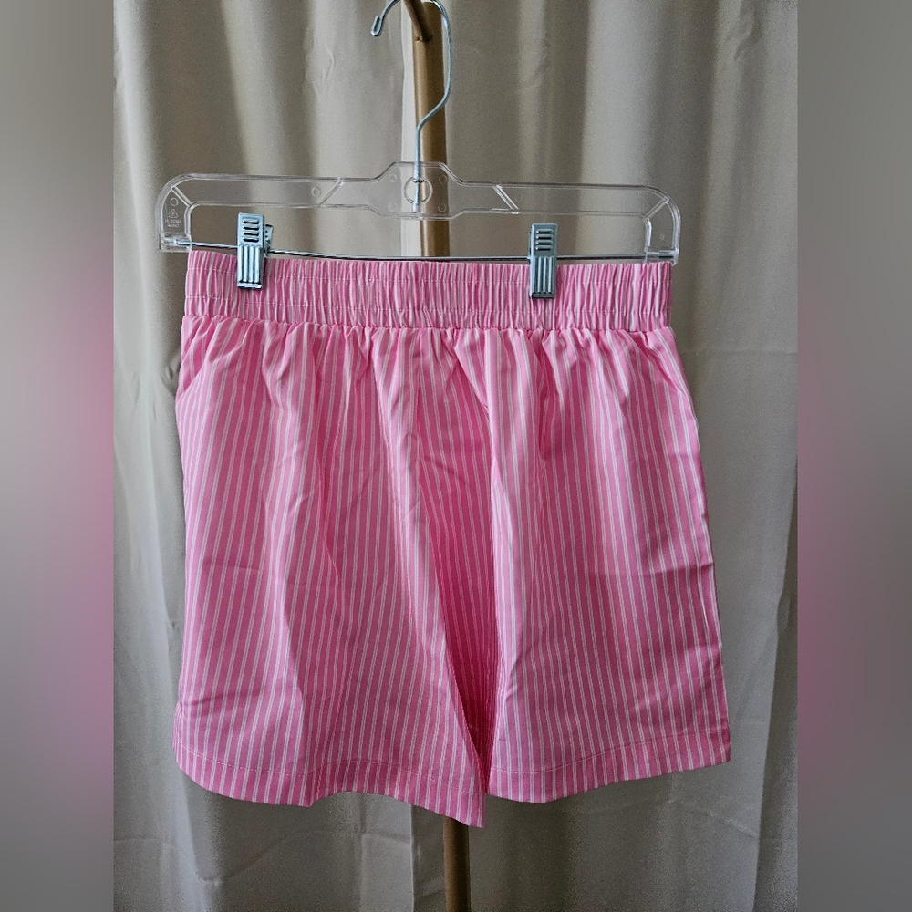 NWT Rosa Clothing Pink & White 2PC Shorts Set Tie Back Top Elastic Waist - Picture 8 of 9